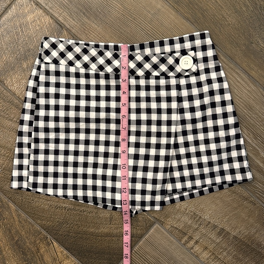 Joe Benbasset Women’s Gingham Skort Med. Black White Plaid Faux Wrap High Waist - Picture 11 of 11